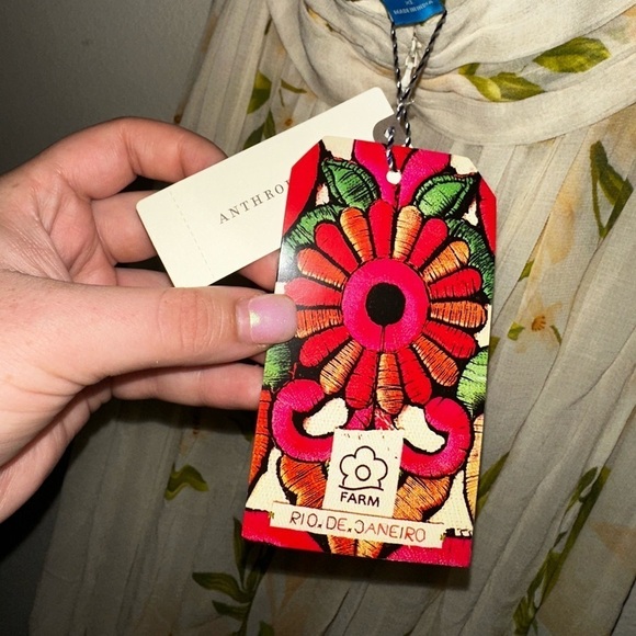 NWT FARM RIO X ANTHROPOLOGIE V-NECK FLORAL CHIFFON MAXI DRESS XL spring vacation - Picture 11 of 12